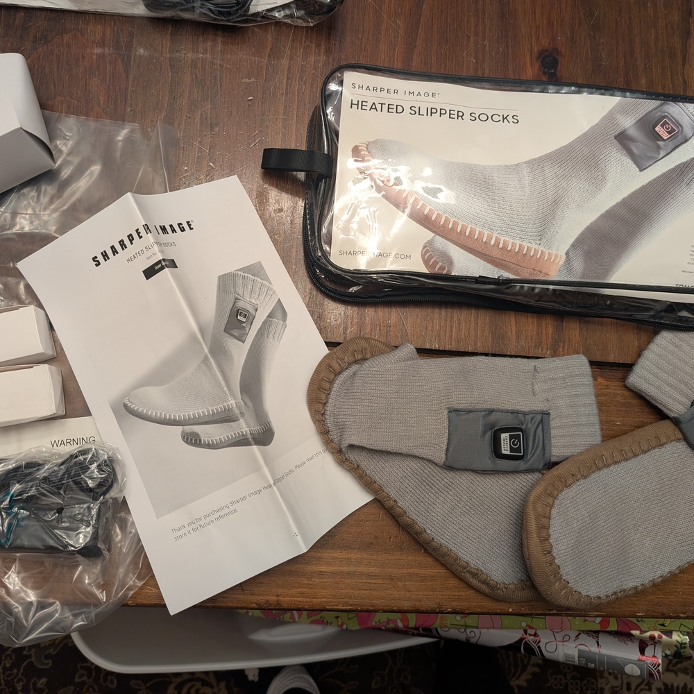 Sharper Image Cozy Heated Slipper Socks - Gray